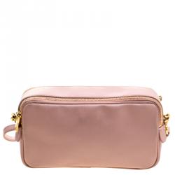 Pre Owned Prada Pink Saffiano Leather Crossbody Bag