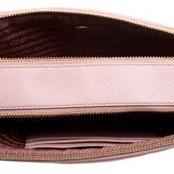 Pre Owned Prada Pink Saffiano Leather Crossbody Bag