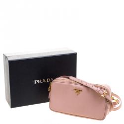 Pre Owned Prada Pink Saffiano Leather Crossbody Bag