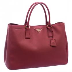Pre Owned Prada Red Saffiano Lux Leather Large Gardener's Tote