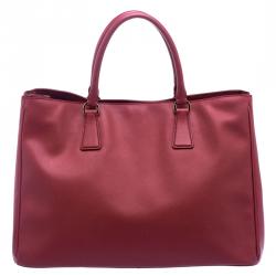 Pre Owned Prada Red Saffiano Lux Leather Large Gardener's Tote