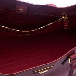 Pre Owned Prada Red Saffiano Lux Leather Large Gardener's Tote