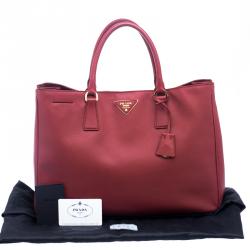 Pre Owned Prada Red Saffiano Lux Leather Large Gardener's Tote