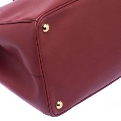 Pre Owned Prada Red Saffiano Lux Leather Large Gardener's Tote