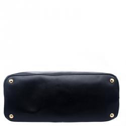 Pre Owned Prada Black Saffiano Lux Leather Large Double Zip Tote