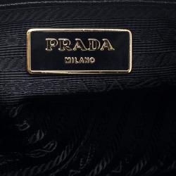 Pre Owned Prada Black Saffiano Lux Leather Large Double Zip Tote