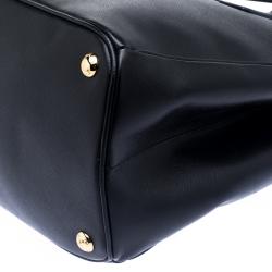 Pre Owned Prada Black Saffiano Lux Leather Large Double Zip Tote