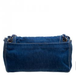 Pre Owned Prada Blue Denim Shoulder Bag