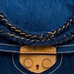 Pre Owned Prada Blue Denim Shoulder Bag