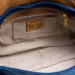 Pre Owned Prada Blue Denim Shoulder Bag
