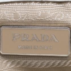 Pre Owned Prada White Leather Foldover Pushlock Shoulder Bag