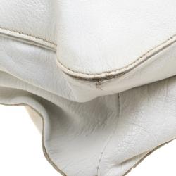 Pre Owned Prada White Leather Foldover Pushlock Shoulder Bag