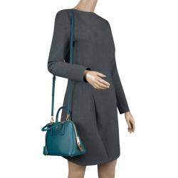 Pre Owned Prada Teal Green Saffiano Lux Leather Promenade Tote
