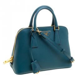 Pre Owned Prada Teal Green Saffiano Lux Leather Promenade Tote