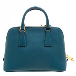 Pre Owned Prada Teal Green Saffiano Lux Leather Promenade Tote