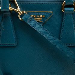Pre Owned Prada Teal Green Saffiano Lux Leather Promenade Tote