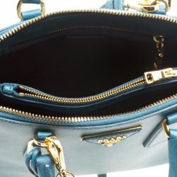 Pre Owned Prada Teal Green Saffiano Lux Leather Promenade Tote
