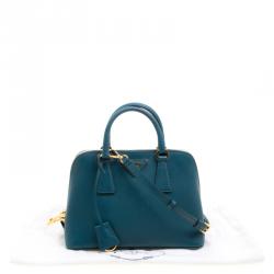 Pre Owned Prada Teal Green Saffiano Lux Leather Promenade Tote