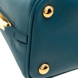 Pre Owned Prada Teal Green Saffiano Lux Leather Promenade Tote