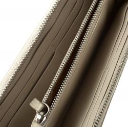 Pre Owned Prada White Vitello Print Leather Zip Around Wallet