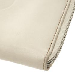 Pre Owned Prada White Vitello Print Leather Zip Around Wallet