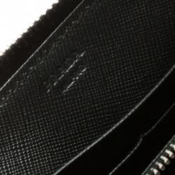Pre Owned Prada Black Saffiano Leather Zip Around Wallet