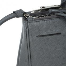 Pre Owned Prada Grey Saffiano Small Double Zip Top Handle Tote