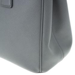 Pre Owned Prada Grey Saffiano Small Double Zip Top Handle Tote