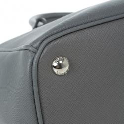 Pre Owned Prada Grey Saffiano Small Double Zip Top Handle Tote
