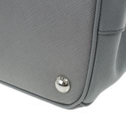 Pre Owned Prada Grey Saffiano Small Double Zip Top Handle Tote