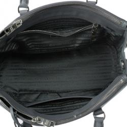 Pre Owned Prada Grey Saffiano Small Double Zip Top Handle Tote