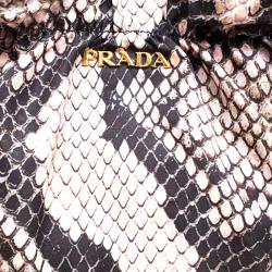 Pre Owned Prada Black Python Print Nylon St. Pitone Hobo