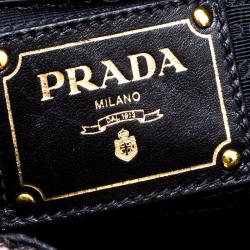 Pre Owned Prada Black Python Print Nylon St. Pitone Hobo