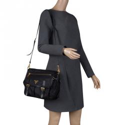 Pre Owned Prada Black Nylon and Leather Crossbody Bag