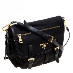 Pre Owned Prada Black Nylon and Leather Crossbody Bag