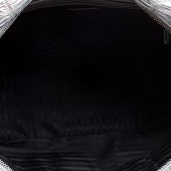 Pre Owned Prada Silver Nappa Leather Gaufre Bowling Bag