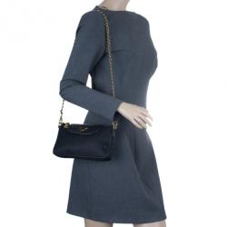 Pre Owned Prada Black Tessuto and Saffiano Leather Crossbody Bag