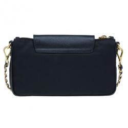 Pre Owned Prada Black Tessuto and Saffiano Leather Crossbody Bag