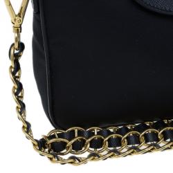 Pre Owned Prada Black Tessuto and Saffiano Leather Crossbody Bag