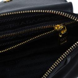 Pre Owned Prada Black Tessuto and Saffiano Leather Crossbody Bag