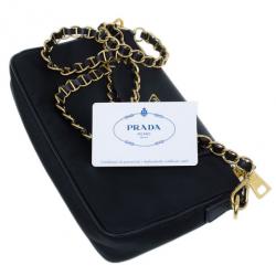 Pre Owned Prada Black Tessuto and Saffiano Leather Crossbody Bag
