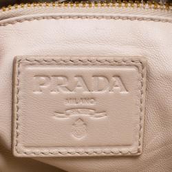 Pre Owned Prada Beige/Gold Stripe Leather Hobo