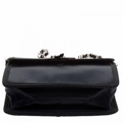 Pre Owned Prada Navy Blue Satin Chain Clutch