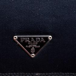 Pre Owned Prada Navy Blue Satin Chain Clutch