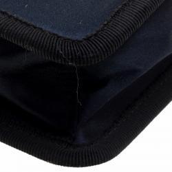 Pre Owned Prada Navy Blue Satin Chain Clutch