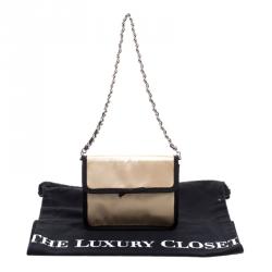 Pre Owned Prada Beige Satin Chain Clutch