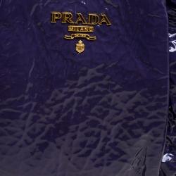 Pre Owned Prada Iris Naplak Patent Leather Pleated Wristlet Clutch