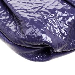 Pre Owned Prada Iris Naplak Patent Leather Pleated Wristlet Clutch