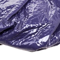 Pre Owned Prada Iris Naplak Patent Leather Pleated Wristlet Clutch