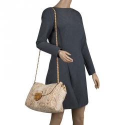 Pre Owned Prada Beige/Brown Python Delave Shoulder Bag